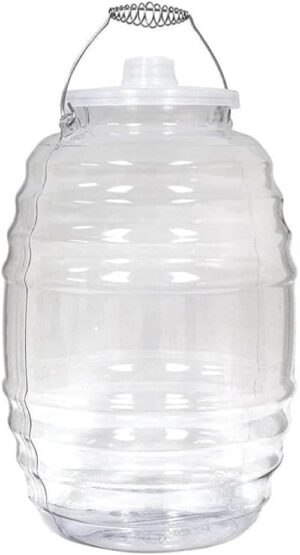 5 Gallon Vitrolero Para Agua Frescas-Beverage Dispenser-5 Gallon Barrel Jug with Lid-20 L- Clear BPA Free Food Grade Plastic-Made in Mexico