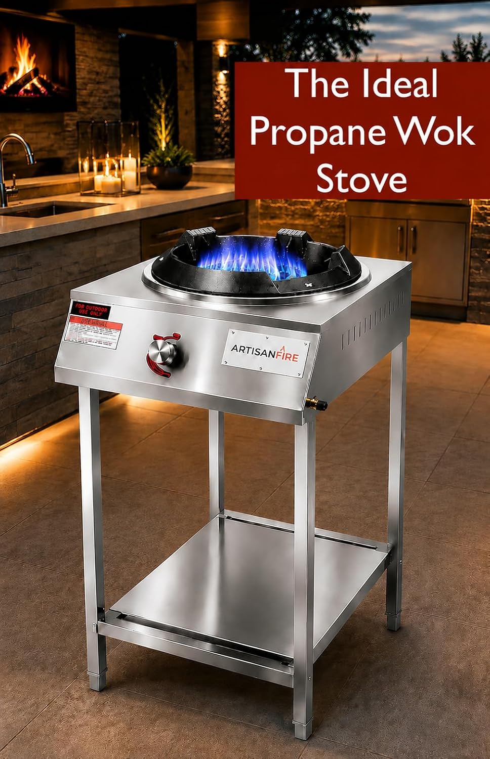 Professional Vortex Wok Range Stove–Stainless Steel-220,000 BTU-Outdoor Propane Wok Burner with Brass Jet Burners-Ideal for High Heat Stir Fry & Asian Cooking-Home & Commerical - Image 4